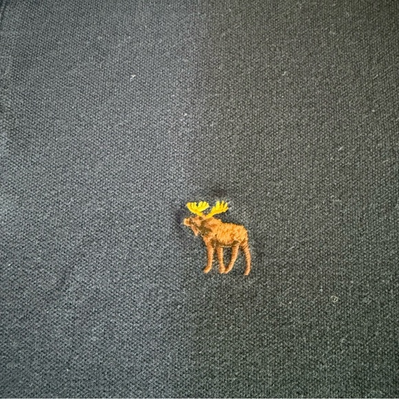 Abercrombie & Fitch Navy Polo Shirt XL Stretch Moose Logo Short Sleeve Casual - Picture 2 of 6